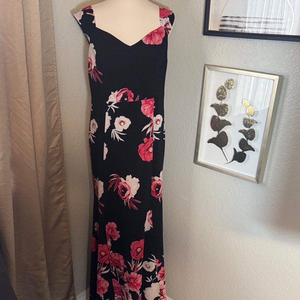 Floral Black and Pink Maxi Dress